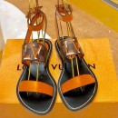 Louis Vuitton Passenger Oversized LV Flat Sandals in Damier Canvas and Orange Patent Leather 2019 (1054-9062846 )