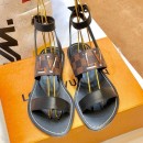 Louis Vuitton Passenger Oversized LV Flat Sandals in Damier Canvas and Black Patent Leather 2019 (1054-9062847 )