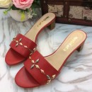 Louis Vuitton Leather Studs 4cm Heel Sandal Red 2017 (LG-7020621 )