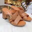 Louis Vuitton Horizon Calfskin LV Circle Heel Mule Sandals Apricot 2019 (1050-9061816 )