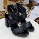 Louis Vuitton Horizon Calfskin Cross-Over Straps LV Circle Heel Sandals Black 2019 (1050-9061823 )