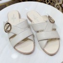 Louis Vuitton Horizon Calfskin LV Circle Flat Mule Sandals White 2019 (1050-9061828 )
