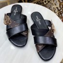 Louis Vuitton Horizon Calfskin Monogram LV Circle Flat Mule Sandals Black 2019 (1050-9061830 )