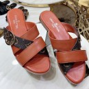 Louis Vuitton Horizon Calfskin Monogram LV Circle Flat Mule Sandals Tan 2019 (1050-9061831 )
