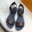 Louis Vuitton Flat Nomad Studs and Monogram Sandals Black 2019 (1050-9051546 )