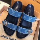 Louis Vuitton Bom Dia Denim Monogram Flat Sandals 1A4WJK Blue 2019 (CSBL-9070440 )