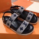Louis Vuitton Bom Dia LV Monogram Embroidered Flat Espadrilles Sandals Grey 2019 (HQG-9051606 )