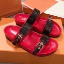 Louis Vuitton Bom Dia Monogram Leather Flat Sandals 1A4WJK Red 2019 (HQG-9051609 )