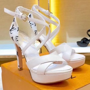 Louis Vuitton Monogram Calfskin Platform Heel Sandals White/Black 2019 (1054-9062514 )