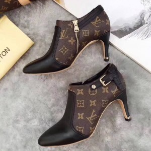 Louis Vuitton Lookat Black Calfskin & Monogram Ankle Boot  (LG-8030111 )