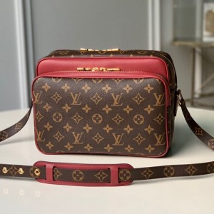 Louis Vuitton Nil Slim Shoulder Bag in Monogram Canvas M51478 Burgundy Leather 2019 (KD-9042616 )