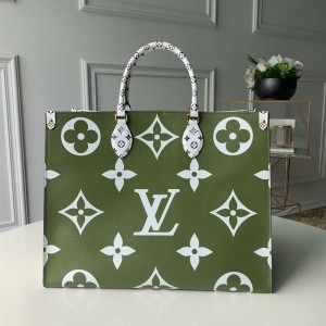 Louis Vuitton Onthego Shopper Tote Bag M44571 Khaki Green/White 2019 (KD-9042630 )