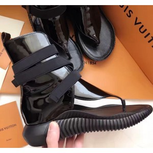 Louis Vuitton Bahia Brazil Flat Sandals Patent Black 2017 (LV-7031827 )