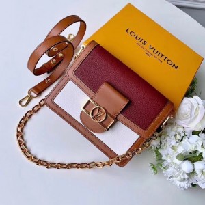 Louis Vuitton Grained Calfskin Dauphine PM Bag M44398 Burgundy/White 2019 (TINO-8122010 )