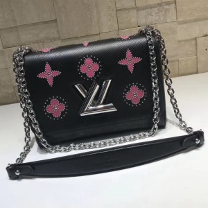 Louis Vuitton Studded Monogram Flowers Twist MM Bag Black Cruise 2019 (HTM-8111209 )
