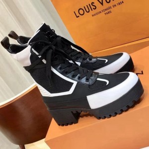 Louis Vuitton Knit and Leather Laureate Desert Boot 1A43LX Black 2018 (GD1054-8080803 )