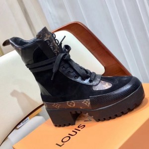 Louis Vuitton Monogram Canvas/Black Suede Laureate Desert Boot 1A4FQ3 2018 (GD1054-8080804 )