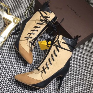 Louis Vuitton Heel 8.5cm Laureate Half Boots 1A1YNW Beige 2016 (SZ2029-6102716 )