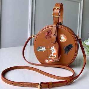 Louis Vuitton Dogs and Cants Calfskin Petite Boite Chapeau Bag M52972 Tan 2019 (F-9012120 )