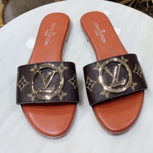 Louis Vuitton Lock It LV Circle Flat Slide Sandals Monogram 2019 (1050-9061833 )