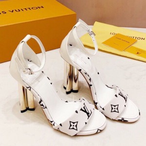 Louis Vuitton Silhouette Monogram Flower Shaped Heel Sandals White 2019 (1050-9051535 )