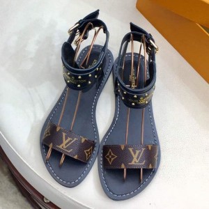 Louis Vuitton Flat Nomad Studs and Monogram Sandals Black 2019 (1050-9051546 )