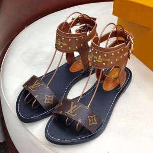 Louis Vuitton Flat Nomad Studs and Monogram Sandals Brown 2019 (1050-9051547 )