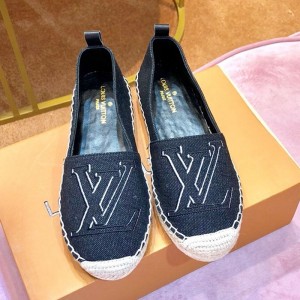 Louis Vuitton Seashore Oversize LV Flat Espadrilles 1A4VZK Black 2019 (1054-9051551 )