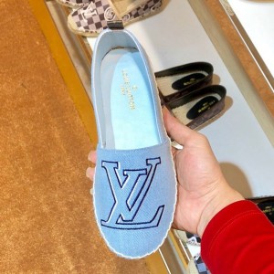 Louis Vuitton Seashore Oversize LV Flat Espadrilles 1A4VZK Blue Jean 2019 (1054-9051549 )