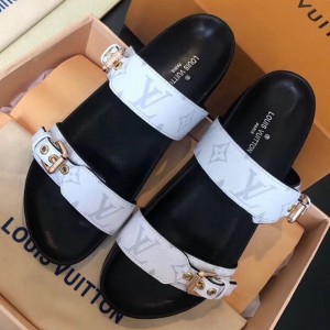 Louis Vuitton Bom Dia Monogram Canvas Flat Sandals 1A4WJK White 2019 (CSBL-9070444 )