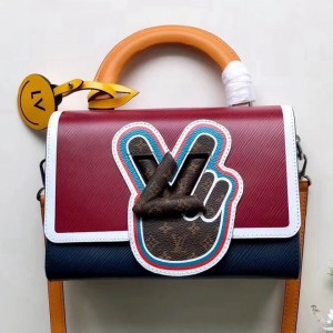 Louis Vuitton Peace Symbol Lock Epi Leather Twist MM Bag M52514 Burgundy/Indigo 2019 (XLJ-8111911 )