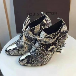 Louis Vuitton Lambskin Lace-up Pump Gray 2016  (GD5033-6100602 )