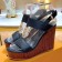 Louis Vuitton Calfskin LV Circle Wedge Heel Sandals Black 2019 (1054-9062832 )