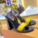 Louis Vuitton Passenger Oversized LV High-Heel Sandals in Damier Canvas and Yellow Patent Leather 2019 (1054-9062841 )