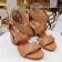Louis Vuitton Horizon Calfskin Cross-Over Straps LV Circle Heel Sandals Apricot 2019 (1050-9061822 )