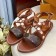 Louis Vuitton Flat Passenger Studs Cross Sandals 1A4VOW Brown 2019 (1050-9051540 )